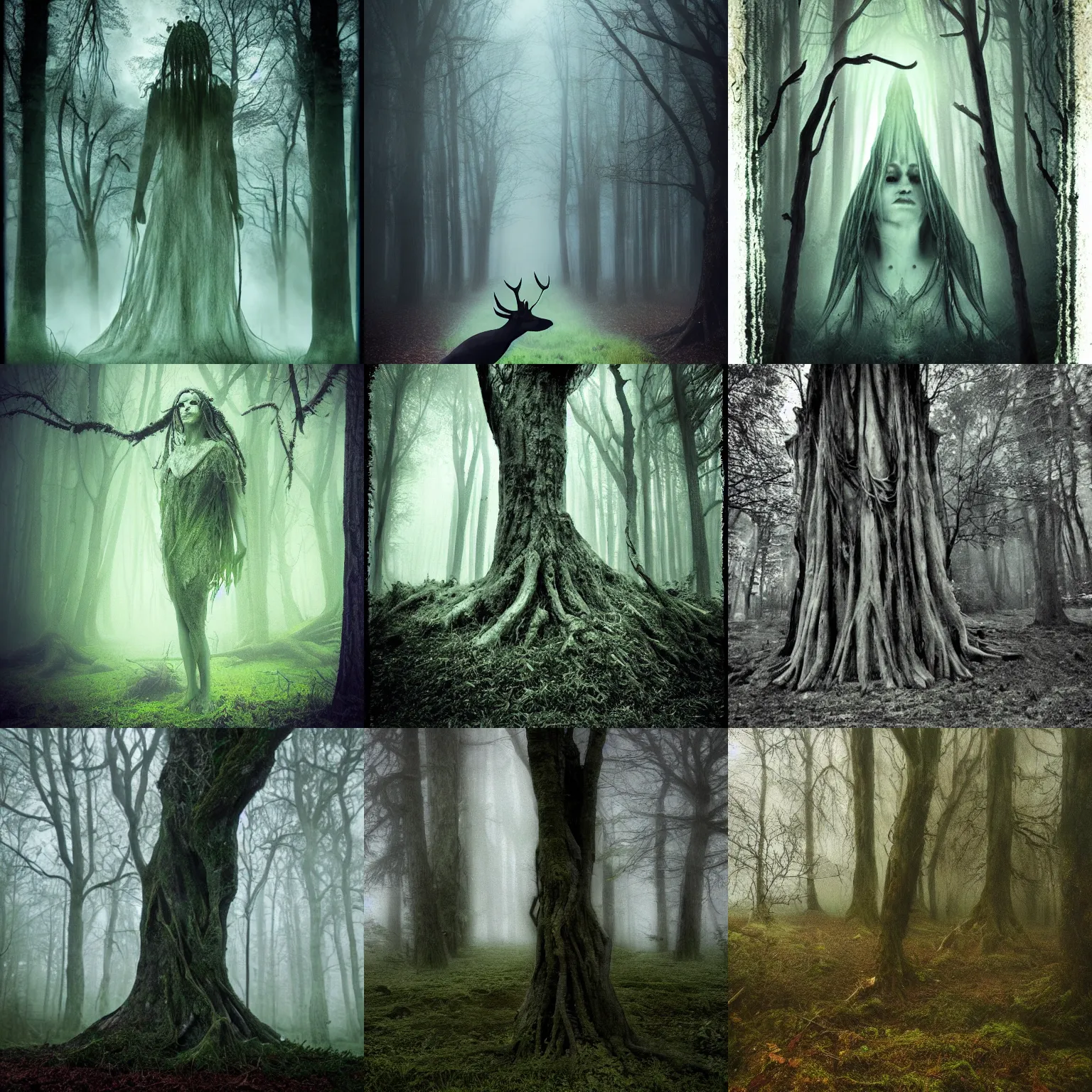 Prompt: the old goddess of the forest, eerie, otherworldly, atmospheric