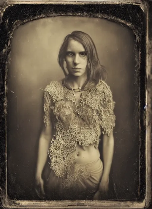 Image similar to old wetplate daguerreotype portrait, explosion of data fragments, fractal, intricate, elegant, highly detailed, parallax, leica, medium format, subsurface scattering, by marie harnett