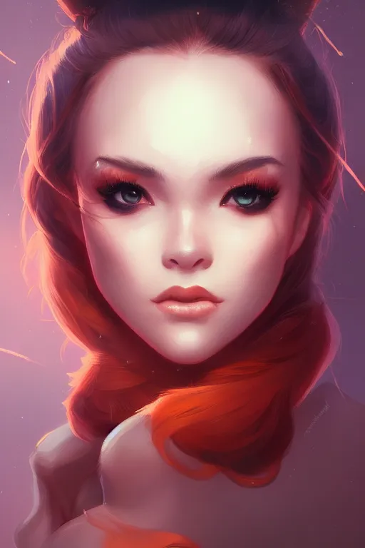 Image similar to a detailed portrait of a beautiful woman with ( red panda ) features, in professional makeup, dramatic lighting, by lois van baarle, ross tran, greg rutkowski, 4 k, trending on artstation