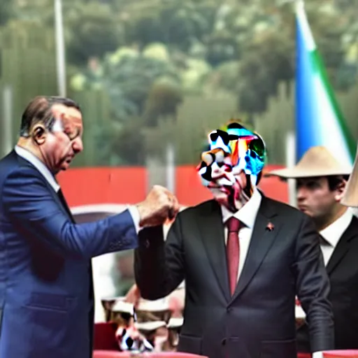 Image similar to recep tayyip erdogan and the hulk making a public speech