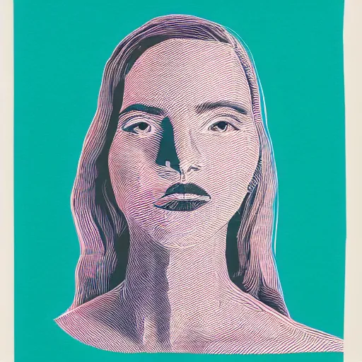 Prompt: a risograph of a beautiful woman, symmetrical