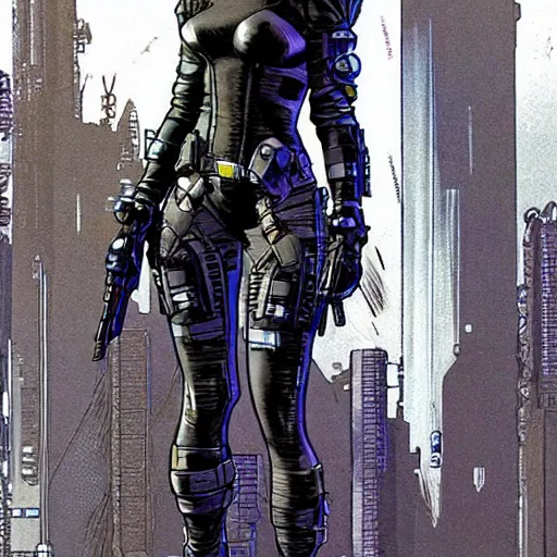 Image similar to Selina. Apex legends cyberpunk spy in stealthsuit. Concept art by James Gurney and Mœbius.