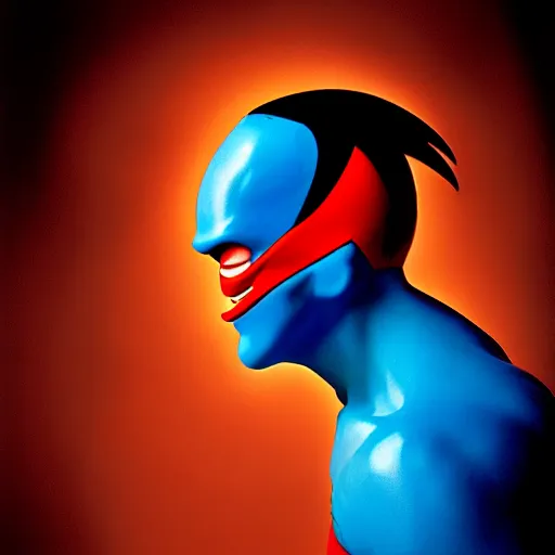 Image similar to uhd photorealisitc candid photo of freakazoid. hyperdetailed, accurate, studio lighting. correct face. glowing. powering up. photo by annie leibowitz and steve mccurry