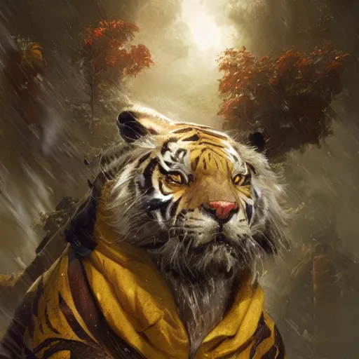 Image similar to a beautfiul award winning aesthetic commission of an antrho albino tiger wearing a yellow-black padded hooded puffer jacket,digital art,art by greg rutkowski,character design by charles bowater,ross tran,photorealistic,detailed face,hyperdetailed,western comic,2021,artstation,deviantart,unreal engine 5