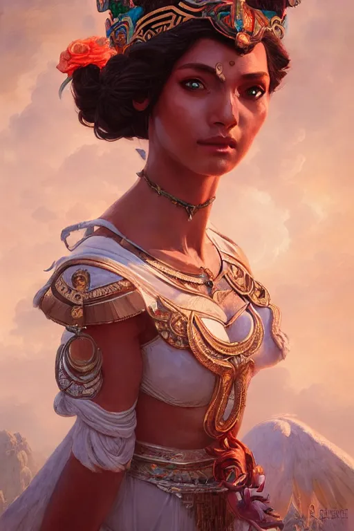 Prompt: goddess of the mexico, highly detailed, digital painting, artstation, concept art, smooth, sharp focus, illustration, unreal engine 5, 8 k, art by artgerm and greg rutkowski and edgar maxence