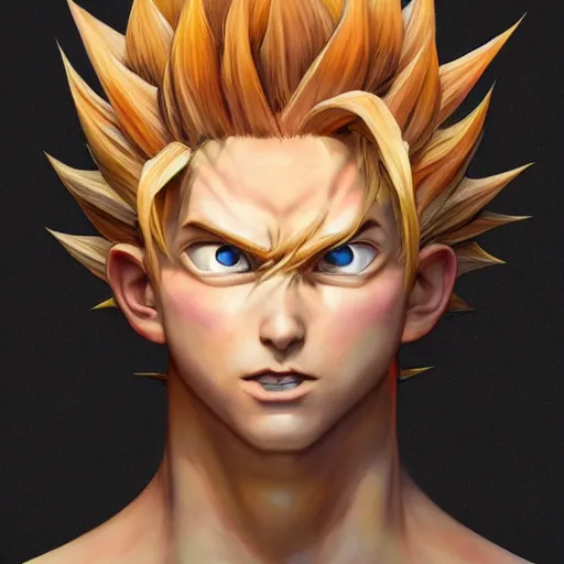 Image similar to loko going super sayain, au naturel, hyper detailed, digital art, trending in artstation, cinematic lighting, studio quality, smooth render, unreal engine 5 rendered, octane rendered, art style by klimt and nixeu and ian sprigger and wlop and krenz cushart