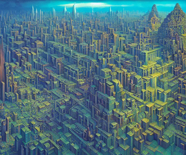 Image similar to hyper detailed 3d render like a Oil painting - advanced alien city at the bottom of the sea, by Jacek Yerka, Mariusz Lewandowski, Houdini algorithmic generative render, Abstract brush strokes, Masterpiece, Edward Hopper and James Gilleard, Zdzislaw Beksinski, Mark Ryden, Wolfgang Lettl, hints of Yayoi Kasuma, octane render, 8k