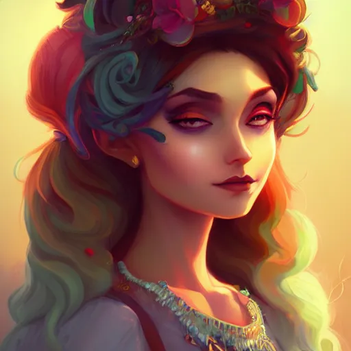 Prompt: a portrait of a beautiful gypsy, art by lois van baarle and loish and ross tran and rossdraws and sam yang and samdoesarts, digital art, highly detailed, intricate, sharp focus, Trending on Artstation HQ, deviantart, unreal engine 5, 4K UHD image