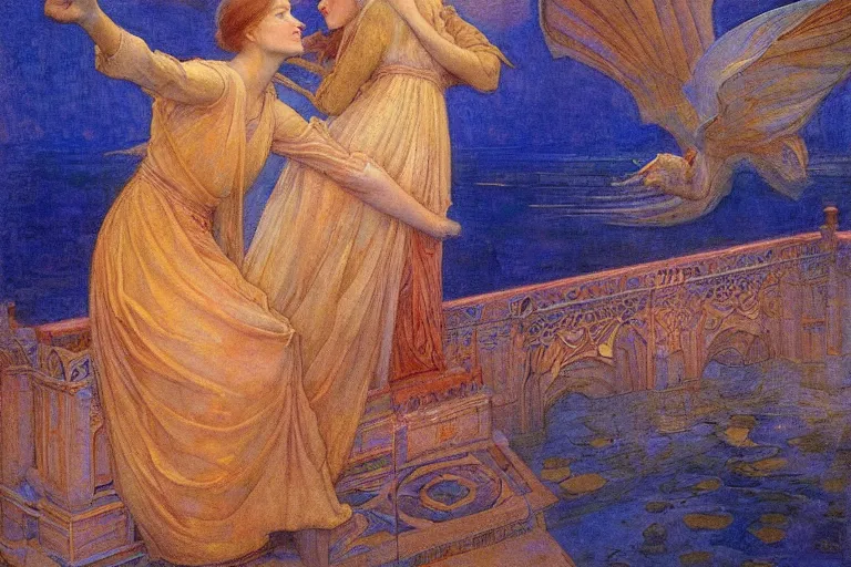 Image similar to Dreaming of the perfect Day by Annie Swynnerton and Nicholas Roerich and jean delville, glowing paper lanterns, strong dramatic cinematic lighting , ornate tiled architecture, lost civilizations, smooth, sharp focus, extremely detailed