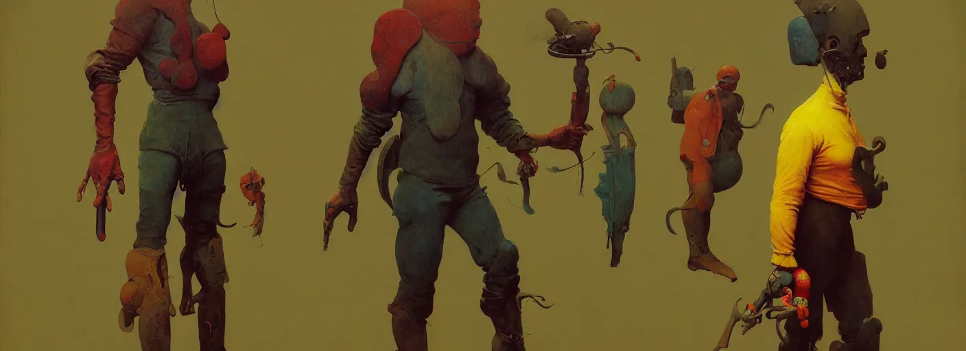 Image similar to full - body portrait surreal colorful clay fighting artstation rpg character concept art anatomy, action pose, very coherent and colorful high contrast masterpiece by norman rockwell franz sedlacek hieronymus bosch dean ellis simon stalenhag rene magritte gediminas pranckevicius, dark shadows, sunny day, hard lighting, reference sheet white! background