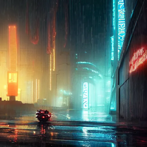 Prompt: many mechanical jellyfishes floating in the street at night after the rain, a mountain in the distance, surreal, cyberpunk, psychedelic, highly detailed, digital art, blade runner 2 0 4 9, darek zabrocki, 8 k