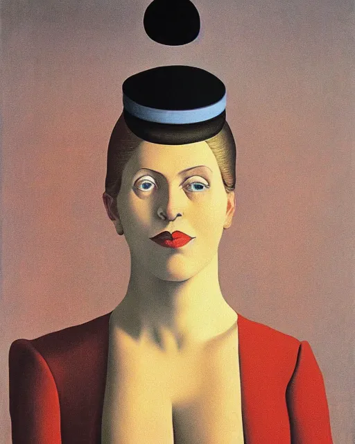 Prompt: portrait of an upside - down woman by rene magritte