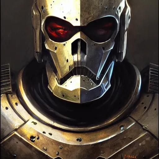 Prompt: the doomslayer as a realistic scifi cyberpunk knight, closeup portrait art by donato giancola and greg rutkowski, vintage retro scifi, realistic face, digital art, trending on artstation, symmetry!!!