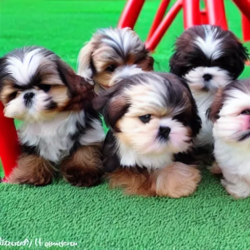 Image similar to 1 0 cute shih tzu puppies in a playground