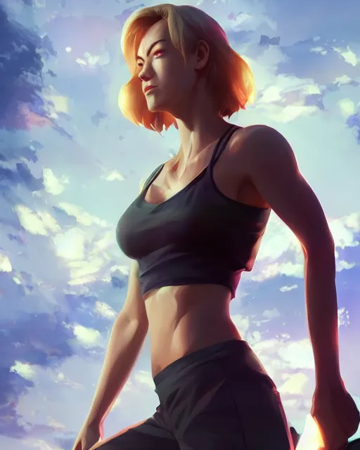 Image similar to yvonne strahovski, full shot, atmospheric lighting, visible face, perfectly shaded body, by makoto shinkai, stanley artgerm lau, wlop, rossdraws