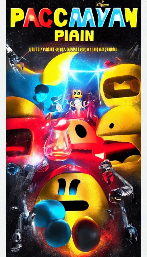 Image similar to pac man live action movie poster concept art, 8 k photorealistic, hd, high details, trending on artstation