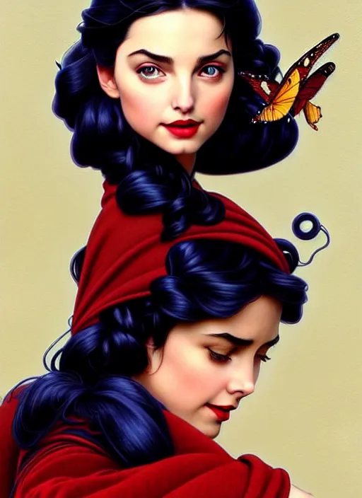 Image similar to disney snow white ( ( ana de armas ) ), dreamscape, girl, masterpiece, intricate, elegant, highly detailed, my rendition, digital painting, artstation, concept art, smooth, sharp focus, illustration, art by artgerm and greg rutkowski and alphonse mucha and uang guangjian and gil elvgren and sachin teng, symmetry!!