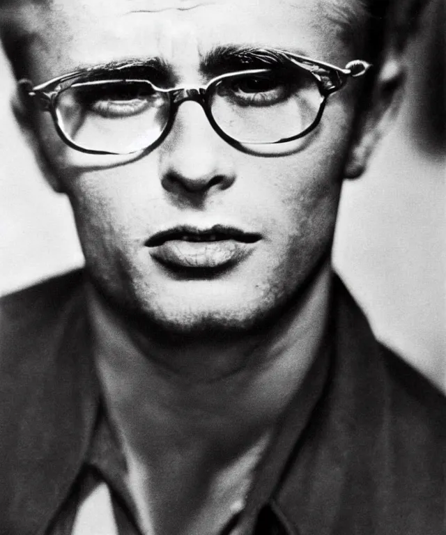Prompt: a color photograph of james dean, by thomas ruff, platinum blond, intense, bold, exaggerated, overblown, ultra sharp, extra details, ultra high quality, trending on pinteresst