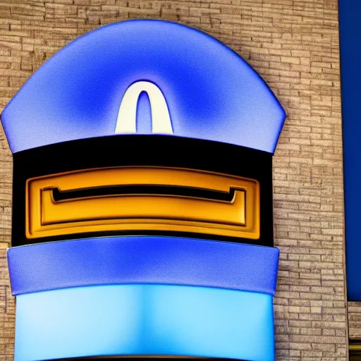 Prompt: closeup portrait of an ethereal mcdonalds made of blue light, divine, cyberspace, mysterious, dark high-contrast concept art