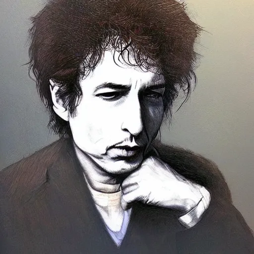 Prompt: simple yet detailed portrait bob dylan by lisa yuskavage