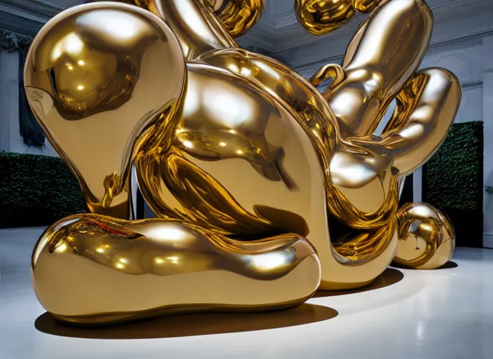 Image similar to an interior sculpture designed by jeff koons, interior design magazine photography