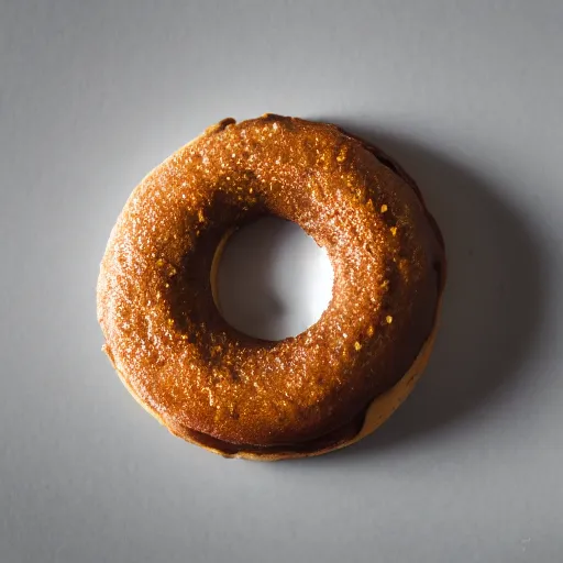 Prompt: Perfectly circular donut!!!!! in the style of a chocolate chip cookie!!!!!!, trending on artstation, 4k, 8k, professional photography, overhead shot, 35mm lens