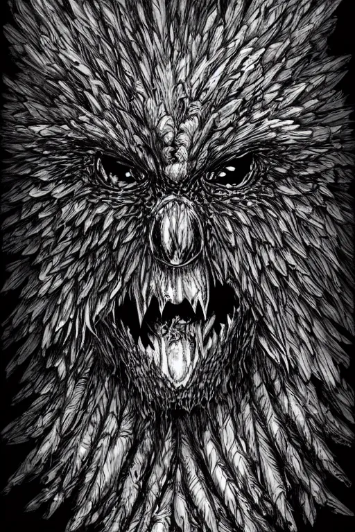 Prompt: raven monster, highly detailed, digital art, sharp focus, trending on art station, kentaro miura manga art style