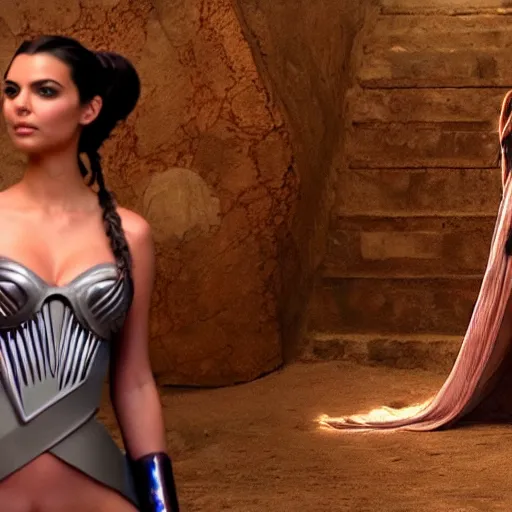 Image similar to victoria justice with kim kardashian body as princess padme in star wars episode 3, 8 k resolution, cinematic lighting, anatomically correct