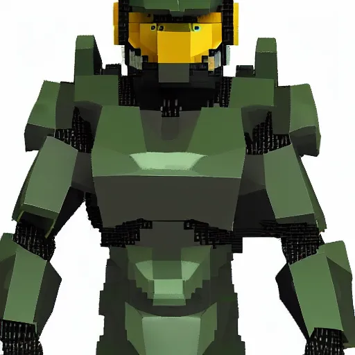 Image similar to master chief, low poly count, 8 bit