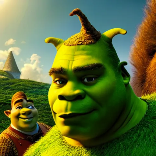 Prompt: ! dream poster for shrek 5, cinematic, highly detailed, clear focus, dramatic
