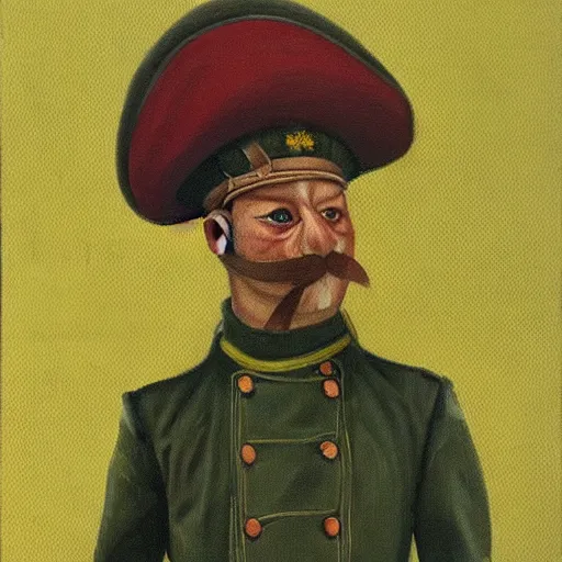 Image similar to a painting of a rabbit dressed as a Russian Imperial Soldier