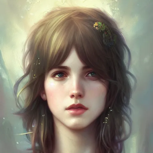 Prompt: a selfie of max caulfield, fantasy, intricate, young and cute, highly detailed, digital painting, artstation, concept art, smooth, sharp focus, illustration, art by Tom Bagshaw, artgerm and greg rutkowski and alphonse mucha