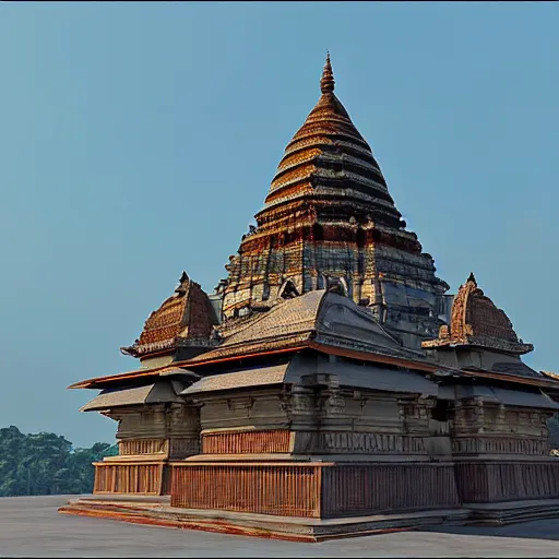 Image similar to beautiful kamakhya temple, Guwahati, Vue 3d render, v-ray, unreal engine, HDR cinematic lighting, wide angle shot, 8K textures