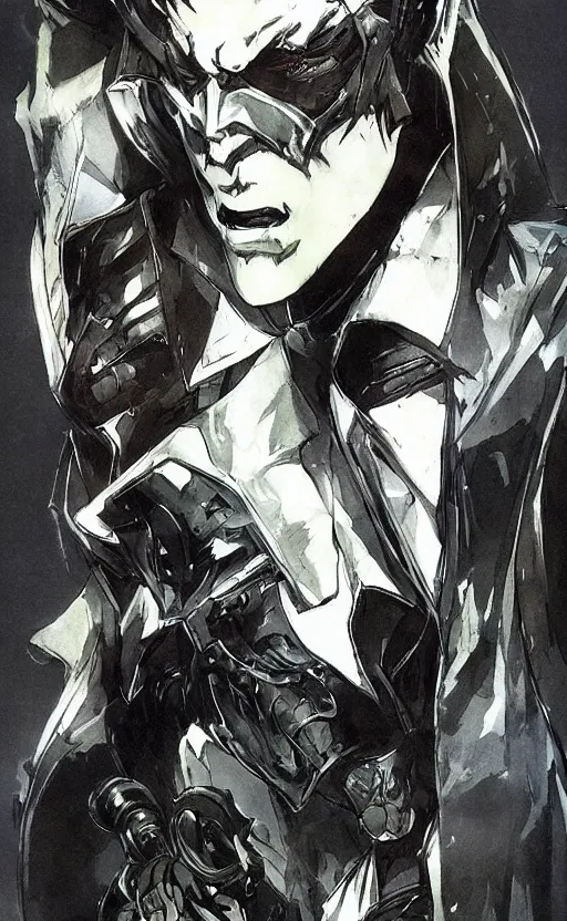 Image similar to futuristic vampire hunter, character design concept art, by yoji shinkawa