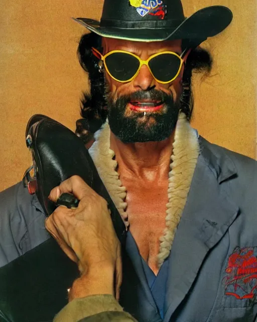 Prompt: a portrait of macho man randy savage painted by norman rockwell, highly detailed