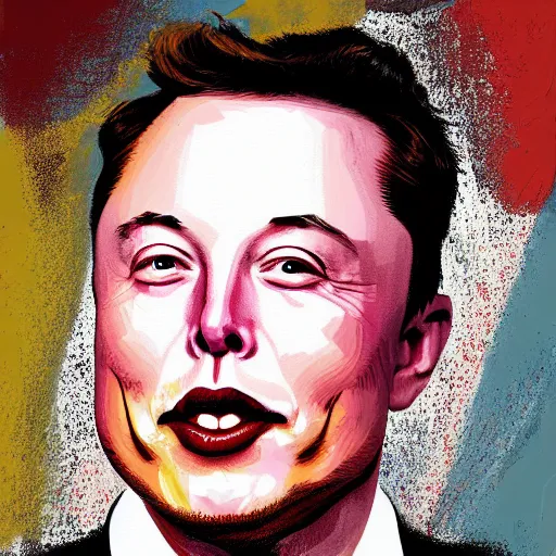 Image similar to painting of elon musk in the style of ryan gajda