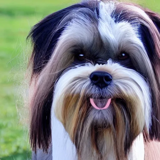 Image similar to an horse with a shi tzu head, horse dog hybrid