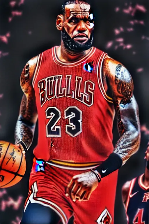 Image similar to 4 k portrait of lebron james in a chicago bulls uniform