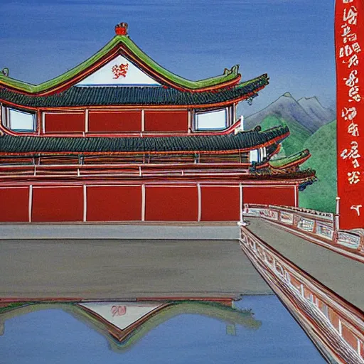 Prompt: yongle palace painting,