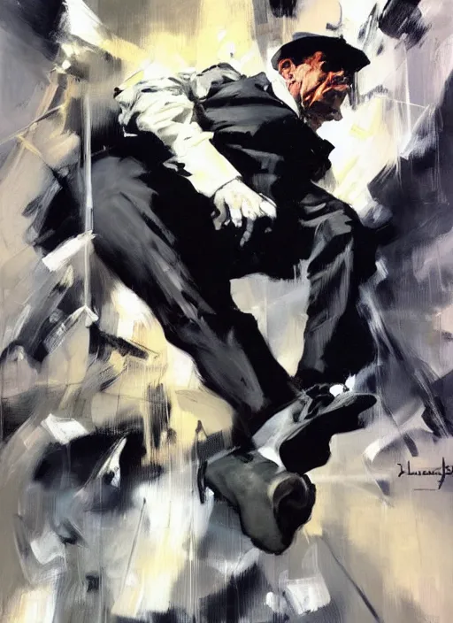 Image similar to j jonah jameson, painting by phil hale, fransico goya,'action lines '!!!, graphic style, visible brushstrokes, motion blur, blurry