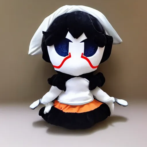 Prompt: cute fumo plush of a masked shrine guardian girl