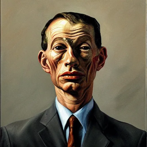 Prompt: Oil painting Portrait of a man in a business suit by Lucian Freud, Abstract brush strokes, Masterpiece, Edward Hopper and James Gilleard, Zdzislaw Beksinski, Mark Ryden, Wolfgang Lettl highly detailed, hints of Yayoi Kasuma