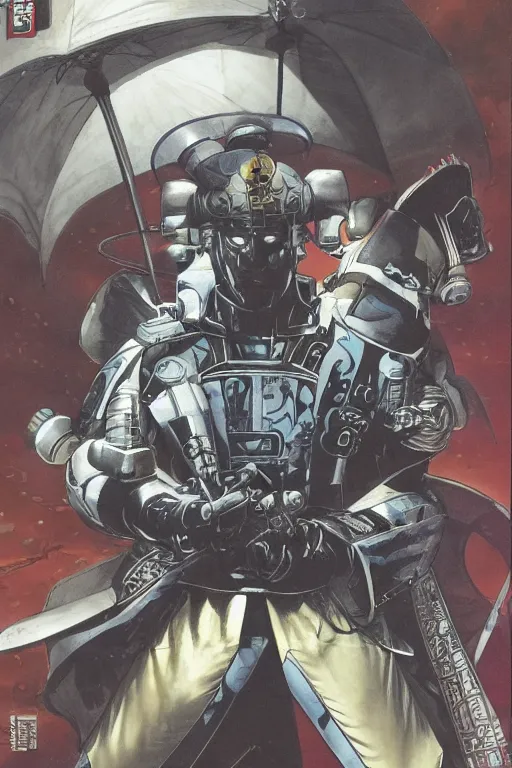 Prompt: cybernetic samurai general ghost by mark zug, travis charest, kev walker, jesper ejsing and paolo parente