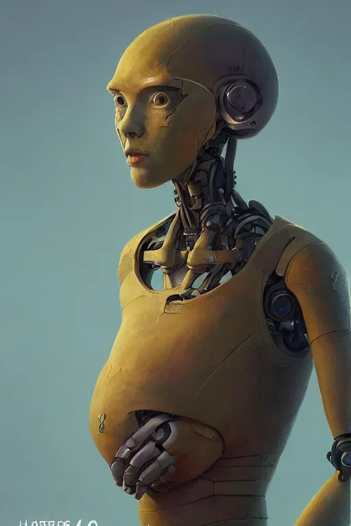 Image similar to female robot pregnant, portrait, dystopian, digital painting, sculpted in zbrush, artstation, concept art, sharp focus, illustration, chiaroscuro lighting, golden ratio, rule of thirds, by artgerm greg rutkowski wlop simon stalenhag, unreal engine 5, metahumans