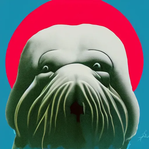 Image similar to a happy walrus by andy warhol, digital art, trending on artstation