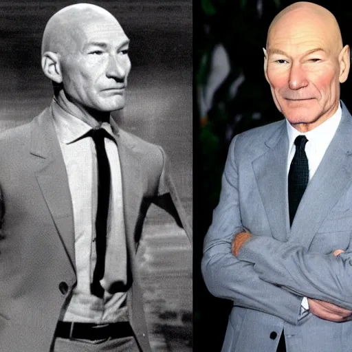 Prompt: patrick stewart with hair