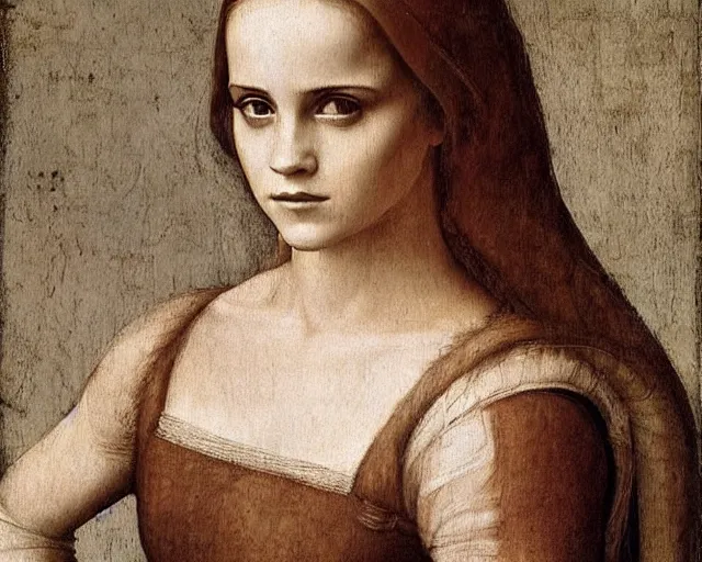 Prompt: renaissance painting of emma watson by leonardo da vinci, detailed, full body