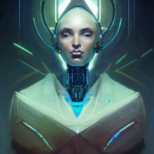 Image similar to a portrait of a cybernetic illuminati occultist, cyberpunk concept art by pete mohrbacher and wlop and artgerm and josan gonzales, digital art, highly detailed, intricate, sci-fi, sharp focus, Trending on Artstation HQ, deviantart, unreal engine 5, 4K UHD image