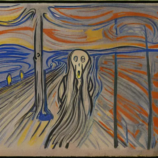 Prompt: the munch scream on a beach during a thunderstorm, comic art