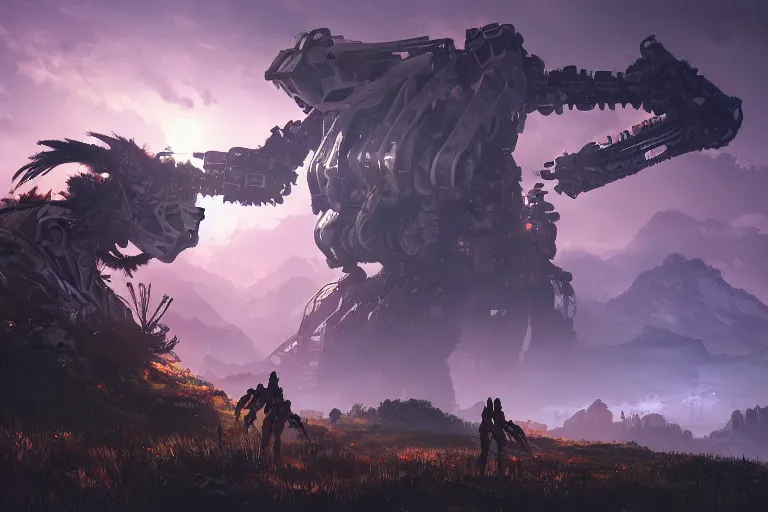 Image similar to stalker machine creature robot of horizon forbidden west horizon zero dawn radiating a glowing aura global illumination ray tracing hdr fanart arstation by ian pesty and alena aenami artworks in 4 k